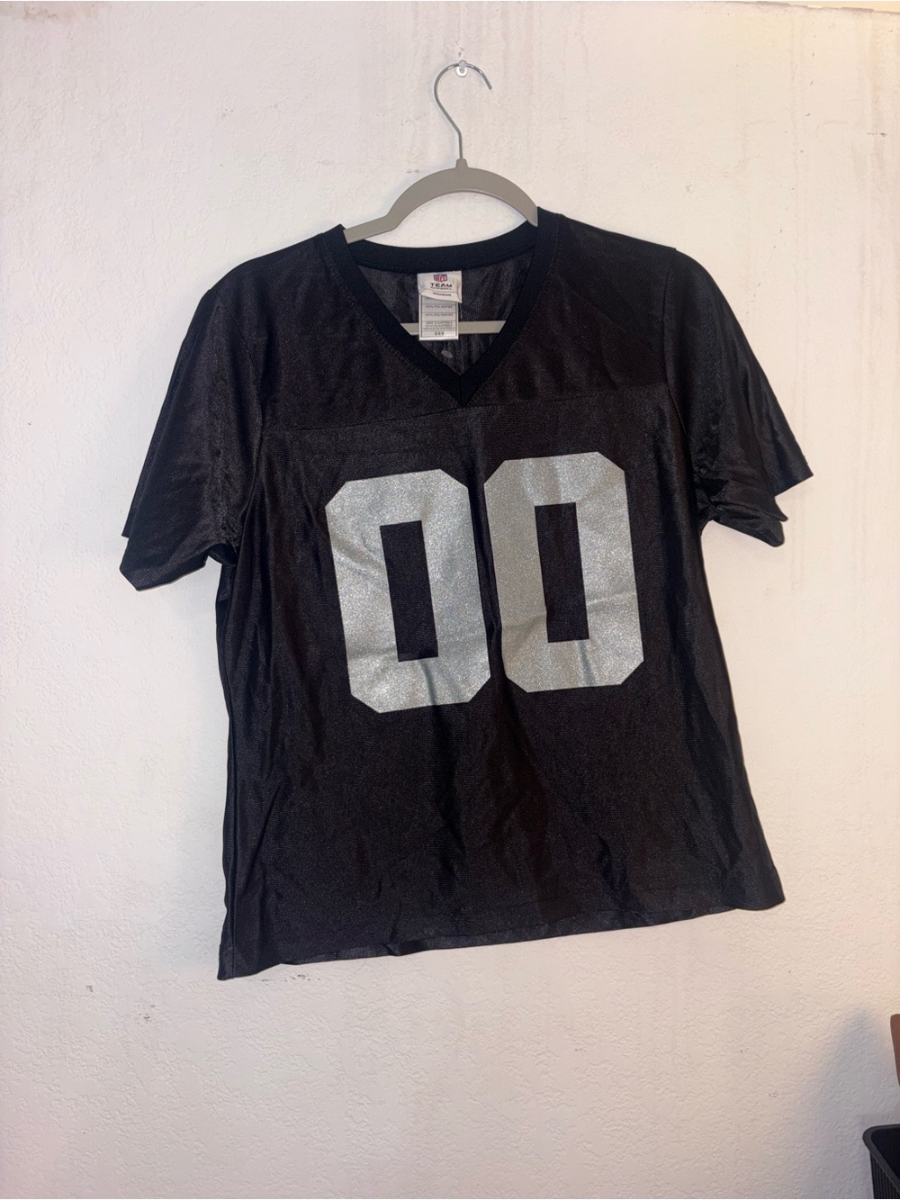 NFL Black Mesh Jersey with Silver '00' Number